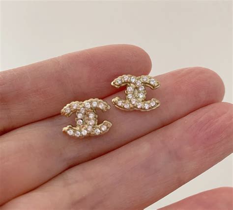 chanel cc gold stud earrings|chanel gold clip on earrings.